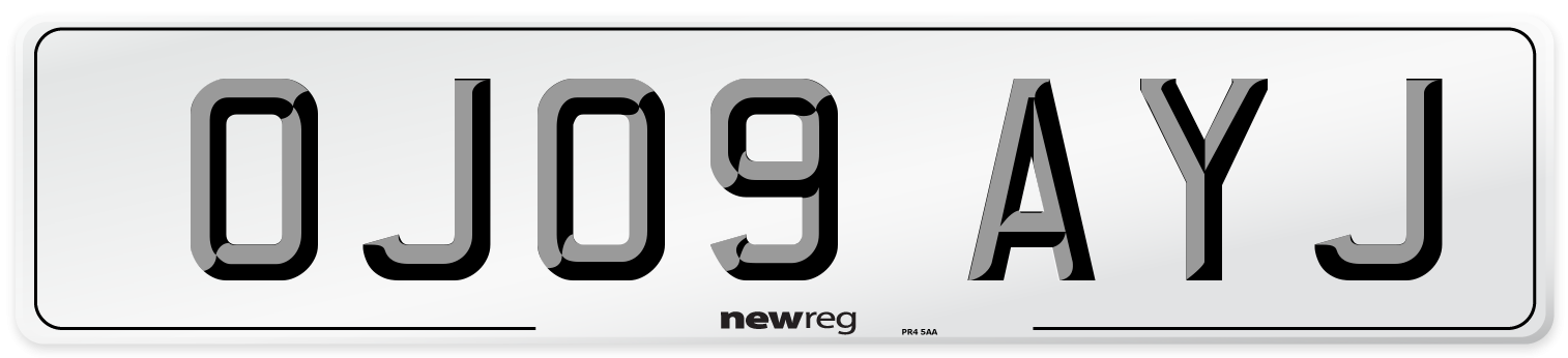OJ09 AYJ Number Plate from New Reg
